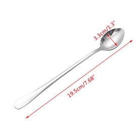 6PCS Long Handled Teaspoons Spoons Latte Coffee Polished Stainless Steel Set of Tea Spoon Cutlery for Ice Cream Sundae Handle，Oval+Round Spoon
