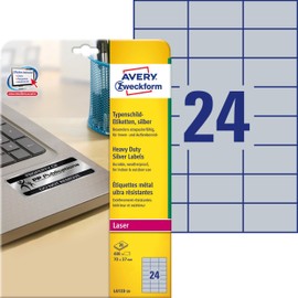 Avery Zweckform Etikett 70x37 mm Type Sign A4 L Silver 20Blatt 480St