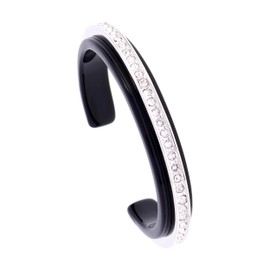 Karen Millen Resin Crystal Cuff Bracelet for Women (Silver/Black)