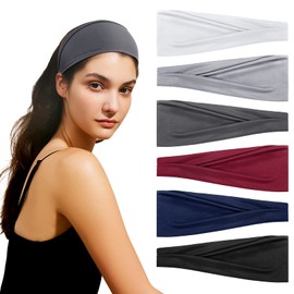 6 Pack Fashion Headbands for Women Girls, Soft Fabric Hair Bands for Women's Hair. Elastic Sweat Bands Headbands Moisture Wicking Turban Headwrap for Workout Yoga Exercise Running Spa Makeup