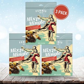 Ferris Coffee & Nut Co. Mix & Mingle Indulgent Snack Mix - Festive Shareable Party Mix - Holiday Snacks Gift with Pretzels, Popcorn and Chocolate - 13 oz. (Pack of 3)