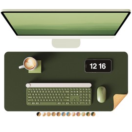 YSAGi - Tapete de computadora de doble cara, de piel de 23.6 x 13.7 pulgadas, protector de computadora de corcho ecológico, alfombrilla de mouse grande para computadora, almohadilla impermeable para