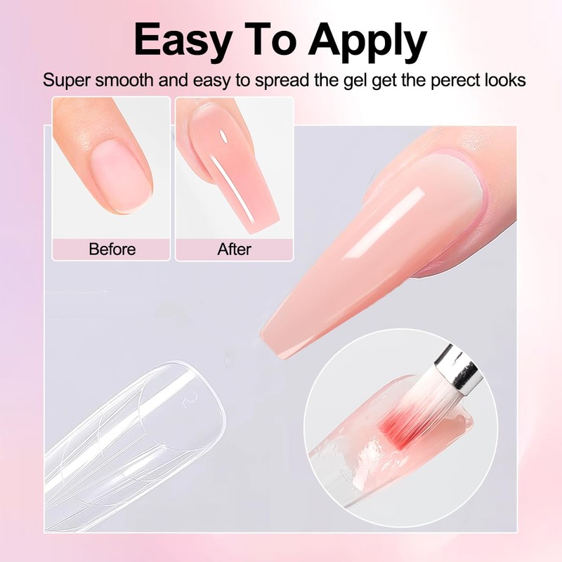 SUTOZMIWE Poly Gel Nail Kit, Clear White Nude Pink Nail