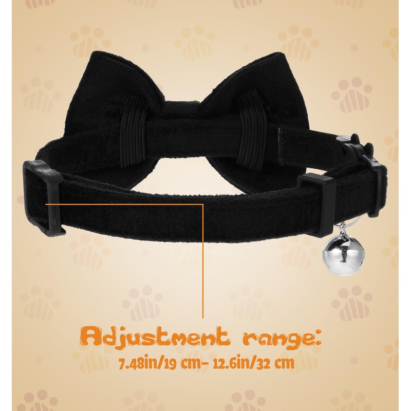 Dog Bow Tie Collar, Dog Collar with Bowtie Soft Velvet