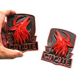 2Pcs New Custom Dark Horse Style Emblems Door Left Right Car Badge Compatible with 2011-2025+ F150 Mustang GT Dark Coyote Badge (Red)