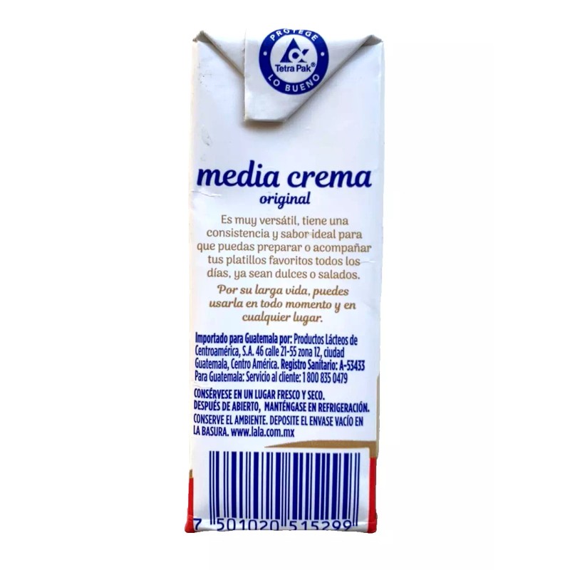 LALA 6-Pack LALA Media Crema Original/LALA Table Cream 245gr/8.64oz each