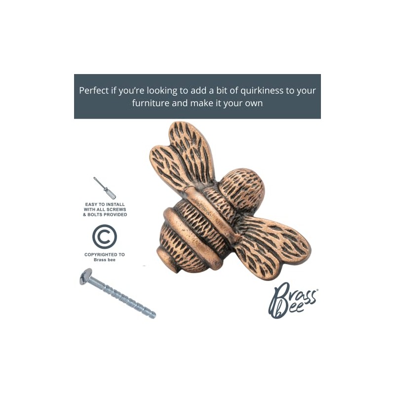 Brass bee 2 x Solid Drawer Knob Handles | Drawer