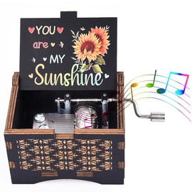 Music Boxes You are My Sunshine,Unique Hand-cranked Wooden Engraved Vintage Music Box, Anniversary Wedding Birthday Gift for Boyfriend Wife Girlfriend mom
