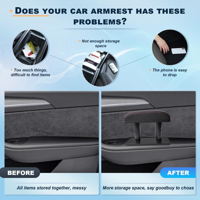 BIXUAN Car Door Armrest Universal PU Leather Car Armrest Left