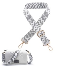 1 x Wide Shoulder Strap Bag Strap Adjustable Cross Strap White 1.5" Wide, Silvery