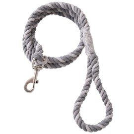 HonestBaby Collars and Leash Sets Braided and Vegan Suede for Dogs Organic Cotton for Pets, Light Gray/Dark Gray, One Size