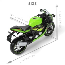 Risopen 1:12 Motorcycle Model Toy compatible for kawasaki Ninja ZX-6R Cast Metal with Plastic Motorcycle Model No Assembly Required Mini Finished Gift for Adult (Green)