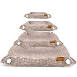 MIQIO® Design Premium Filzschalen mit Druckknöpfen - 3 +1 Set - quadratischer Aufbewahrungskorb aus Filz für Briefe, Schlüssel, Smartphone - faltbare Utensilo Schale - Beige