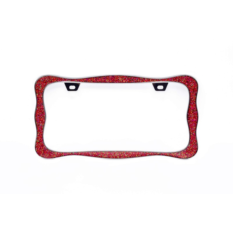 Creathome 3D Shining License Plate Frame (Chrome with Shining Red