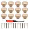 Wooden Drawer Knobs Cabinet Round Flat 12PCS Wooden Drawer Handles