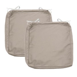 Sqodok Patio Cushion Covers 19x19 Waterproof Outdoor Cushion Covers Replacement 2Pack Patio Cushion Seat Slicovers with Ties, Pillow Covers for Chair, Tan
