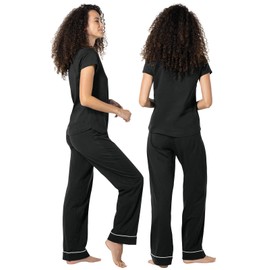 PajamaGram Women's Pajamas - Cotton Pajamas, Black, MD
