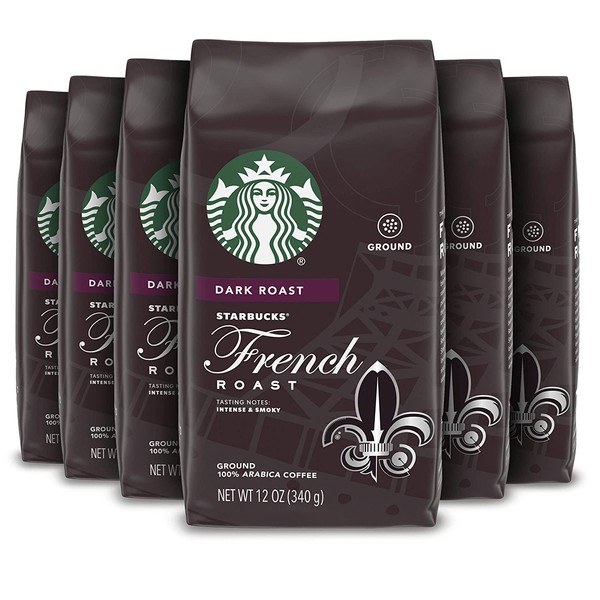 Starbucks Dark Roast Ground Coffee — French Roast — 100% Arabica — 6 bags (12 oz. each)