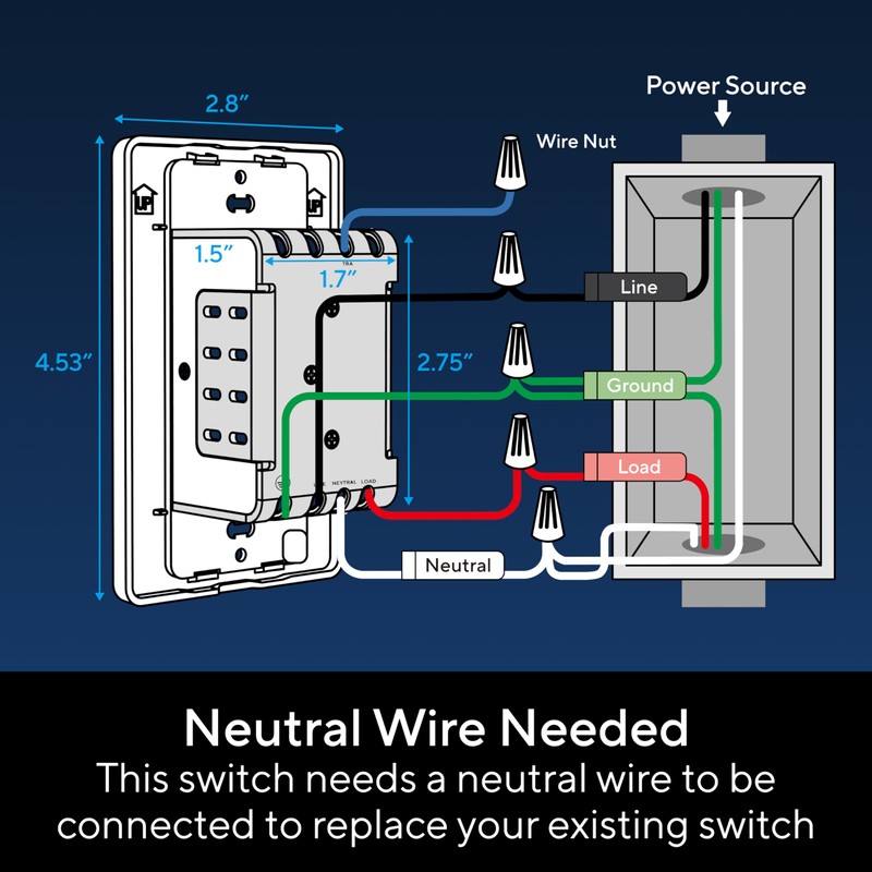 UTEC Smart Dimmer Switch, Single-Pole Smart WiFi Mesh Switch for