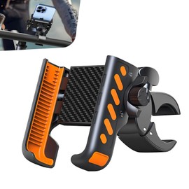 SLIMI Bike Phone Holder, 360-degree Adjustable Motorcycle Phone Mount, Universal Motorcycle and Bicycle Anti-Shake and Anti-Vibration Handlebar Fixed Navigation Bracket, for 4-7" Smartphones (Orange)