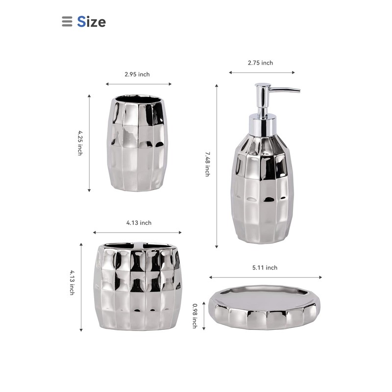 Silver Bathroom Accessory Set, Mosaic Ceramic Bathroom Accessories Set Include