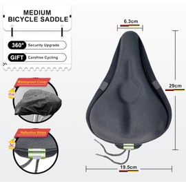 Oture Bicycle Saddle Cover, Ultralight Soft Gel Seat Pad, Slip-resistant Bicycle Saddle with Suspension, Comfortable Breathable Saddle Cover for Riders, Waterproof Rain Cover