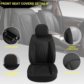JXAUTO Car Seat Covers Full Set Waterproof PU Leather Fit for GMC Yukon 2007-2025 Black