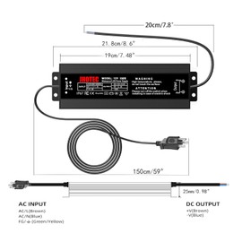 LED Driver 150W, Waterproof IP67 Power Supply AC110-265V to 12V DC 12.5A Low Voltage Transformer Ultra Thin Adapter,with UL 3-Prong Plug for Outdoor LED Lights, Computer Project,Water Pump etc