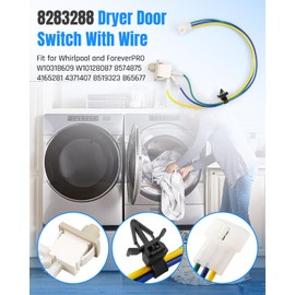 Urnqowuy 8283288 Dryer Door Switch with Wire Fits for Whirlpool Dryer WPW10318609 W10318609 8574875 W10128087 WP8283288 4165281 4371407 8519323 865677