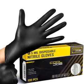COOLJOB 5 Mil Disposable Nitrile Gloves, Heavy Duty Gloves for Household Cleaning, Cooking, Food Safe & Powder Free, 100 Count Medium