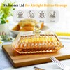 Champagne Covered Butter Dish for Countertop 6.5inch Glass Butter Dish