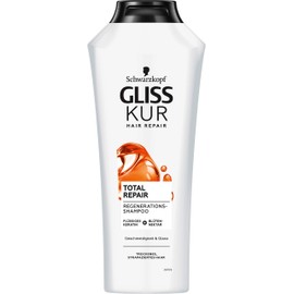Gliss Kur Total Repair Shampoo (400 ml), hair shampoo smooths the surface of the hair and provides an effective repair, care shampoo ensures up to 85% less hair breakage
