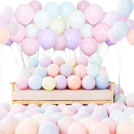 HIRAISM Macaron Balloons 300 Count Pastel Colors 10" Extra Thick Mixed Color Set