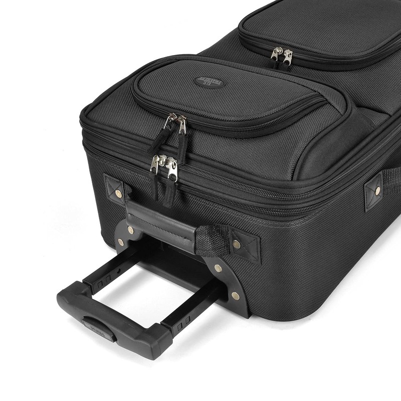 U.S. Traveler Rio Rugged Fabric Expandable Carry-on Luggage Set, Black,