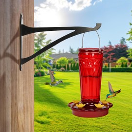 VEEBOOD 2 Piece 8-Inch Outdoor Decorative Iron Lantern Hooks for Wall Hanging Hummingbird Feeder Windchime Plant Hanger, Black