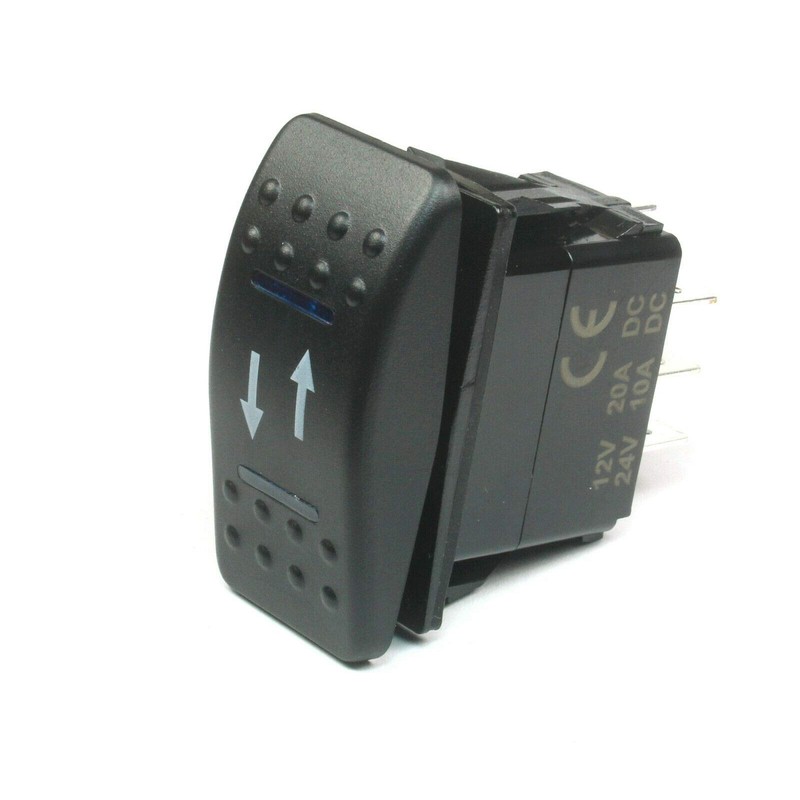 (HO #23) MOMENTARY Rocker Switch; 7 Pins; DPDT, 20A 12vdc,
