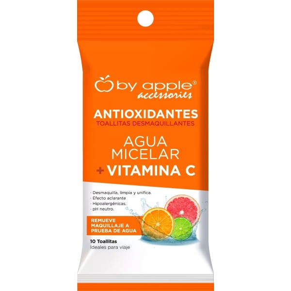 BY APPLE OFERTAS DE BUEN FIN Toallita Desmaquillante Agua Micelar Vitamina C 10p By Apple