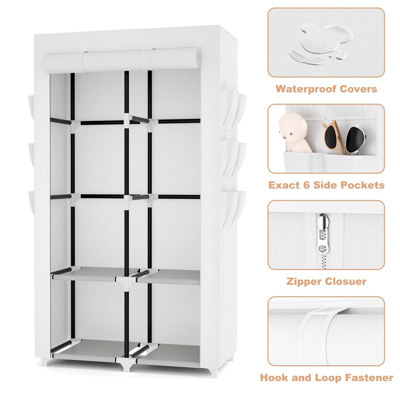 VTRIN Portable Closet Wardrobe Closet for Hanging Clothes with 4