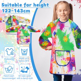 CIGTSICO Kids Painting Apron, Waterproof toddler painting apron for Boys Girls Aged 7-12, Oil-proof Kids Art Apron for Craft Cooking Eating Water Play