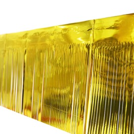 iiCheerful 6 Pack Gold 10 Feet Foil Fringe Garland Metallic Tinsel Banner Wall Hanging Drapes Parade Float Skirting Decorations for Trailer Mardi Gras Party Birthday Wedding Baby Shower (Gold)