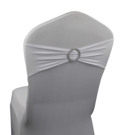 WELMATCH White Spandex Chair Bands Sashes - 12 pcs Wedding Banquet Party Event Decoration Chair Bows Ties (White, 12 pcs)