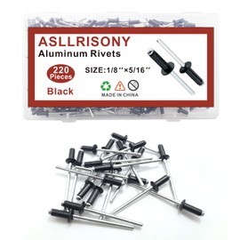 ASLLRISONY 220 Pcs Pop Rivets,Aluminum Rivets,Aluminum Grip and Steel Mandrel (Black, 1/8"*5/16")