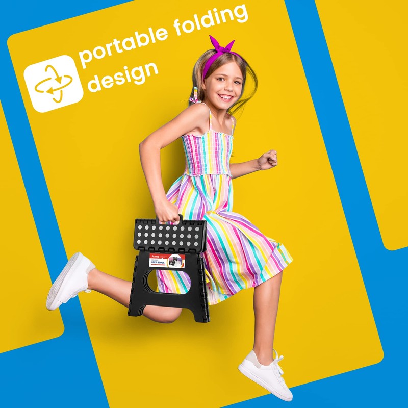 ACSTEP Folding Step Stool for Adults-11 Height Lightweight Plastic Stepping