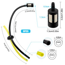 VooGenzek 9 pieces universal petrol filter kit, petrol hose seal, universal fuel line, for brush cutter, trimmer, mower, hedge trimmer