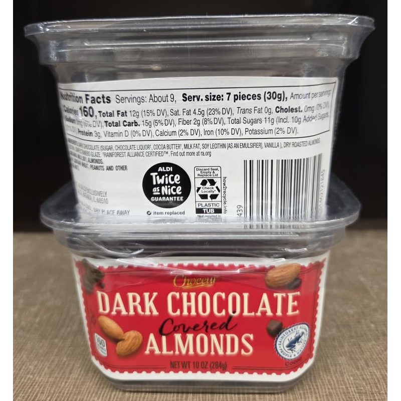 Choceur Dark Chocolate Covered Almonds 10oz 284g (Single Tub)
