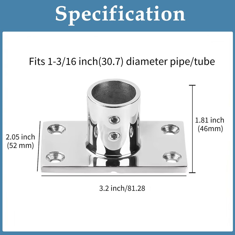 YANYUCB Boat Hand Rail Fittings,316 Stainless Steel Rectangular 90 Degree
