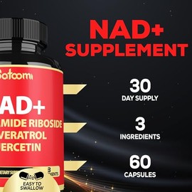 Satoomi Suplemento NAD con nicotinamida ribósido NR, resveratrol, quercetina - 60 unidades - 30 días