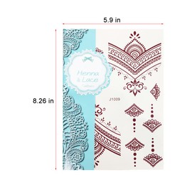 XMASIR 12 Sheets Brown Tattoos Sticker For Women Girls, Waterproof Fake Tattoos Temporary Lace Tattoo Kits, Lotus Mandala Flower Temporary Tattoos Neck Chest Arm (Brown)
