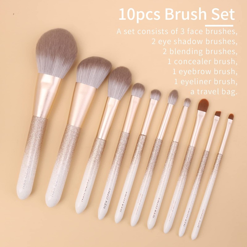 ENZO KEN Natural Hair Makeup Brush Set Professional, Fox Hair