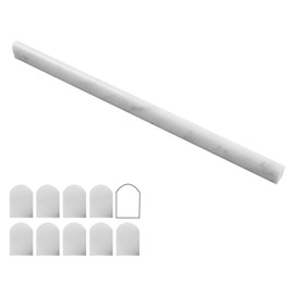 Lovdeco Carrara White 1/2" X 12" Marble Pencil Liner Tile, Edge Trim Molding for Shower and Backsplash, Bullnose Tile Trim Polished, 10 Pcs/Box